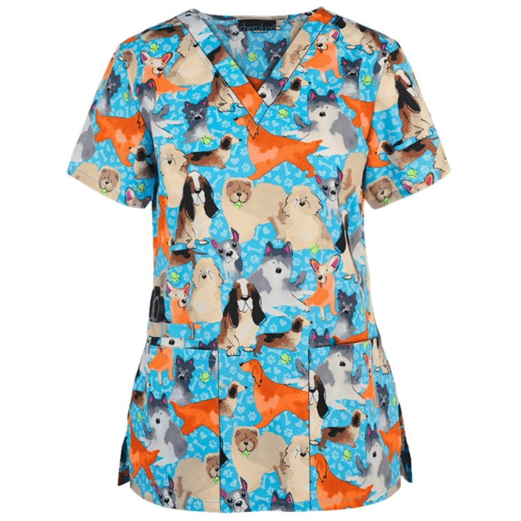 Loose Printed Hedging Thin T-shirt Nurse Uniform