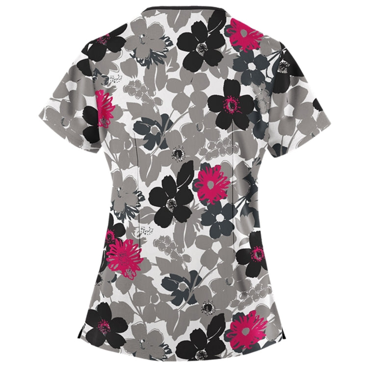 Mid-length Slim-fitting Printed Pullover Nurse Uniform V-neck T-shirt