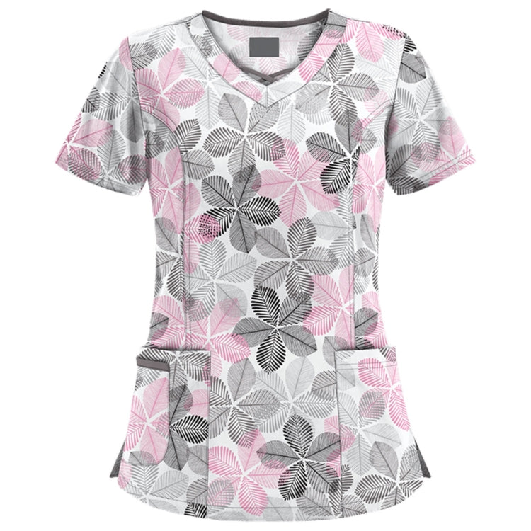 Mid-length Slim-fitting Printed Pullover Nurse Uniform V-neck T-shirt