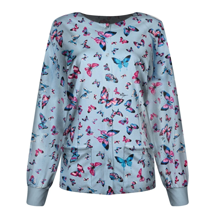 Round Neck Printed Nurse Clothes Long Sleeve Top
