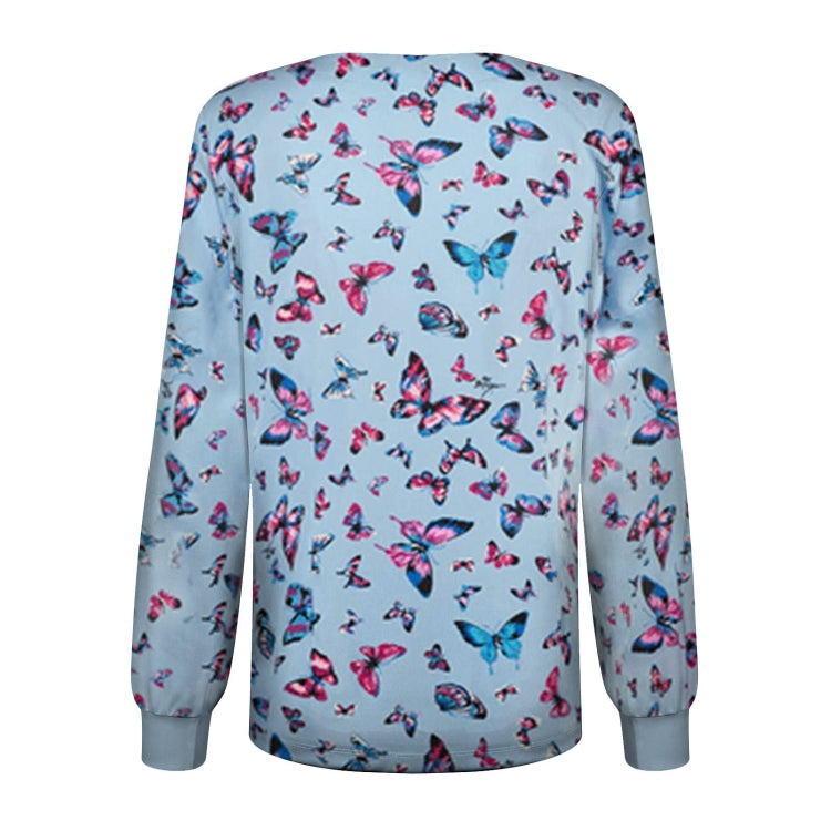 Round Neck Printed Nurse Clothes Long Sleeve Top