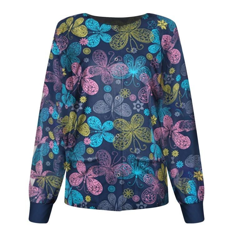 Round Neck Printed Nurse Clothes Long Sleeve Top