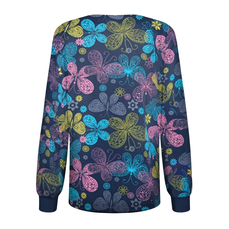 Round Neck Printed Nurse Clothes Long Sleeve Top