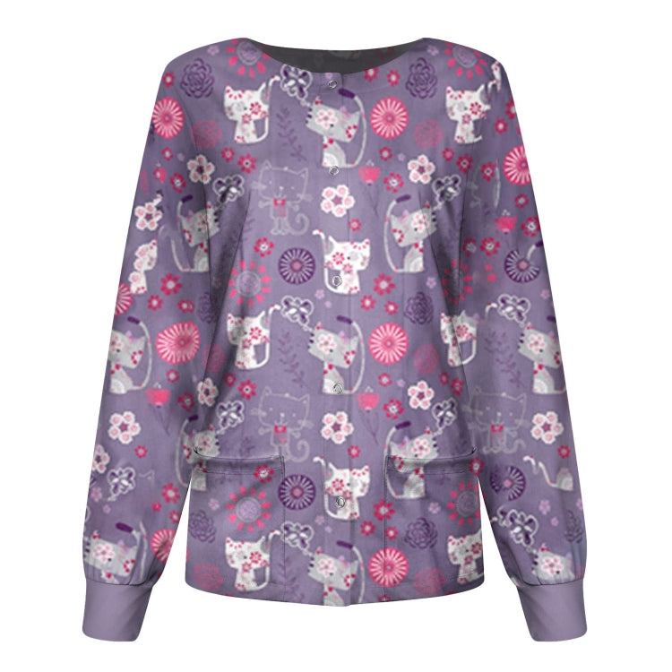 Round Neck Printed Nurse Clothes Long Sleeve Top