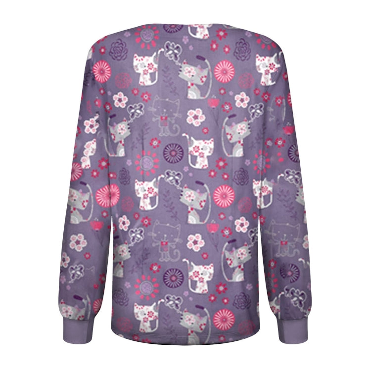 Round Neck Printed Nurse Clothes Long Sleeve Top