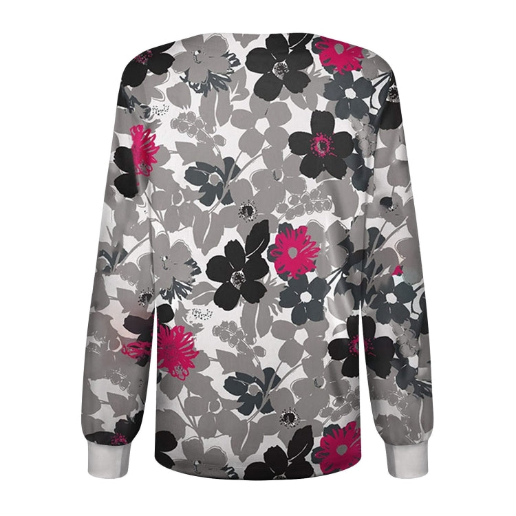 Round Neck Printed Nurse Clothes Long Sleeve Top