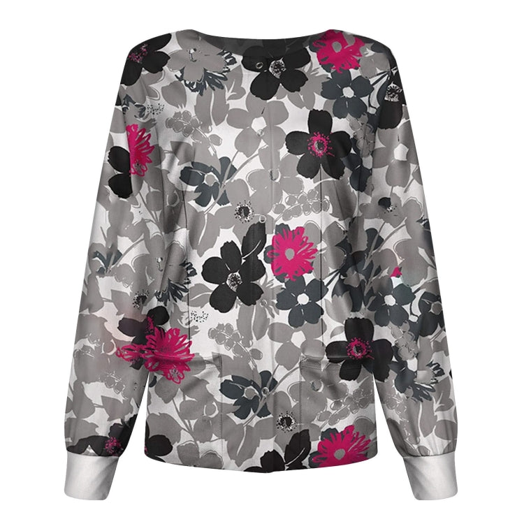Round Neck Printed Nurse Clothes Long Sleeve Top