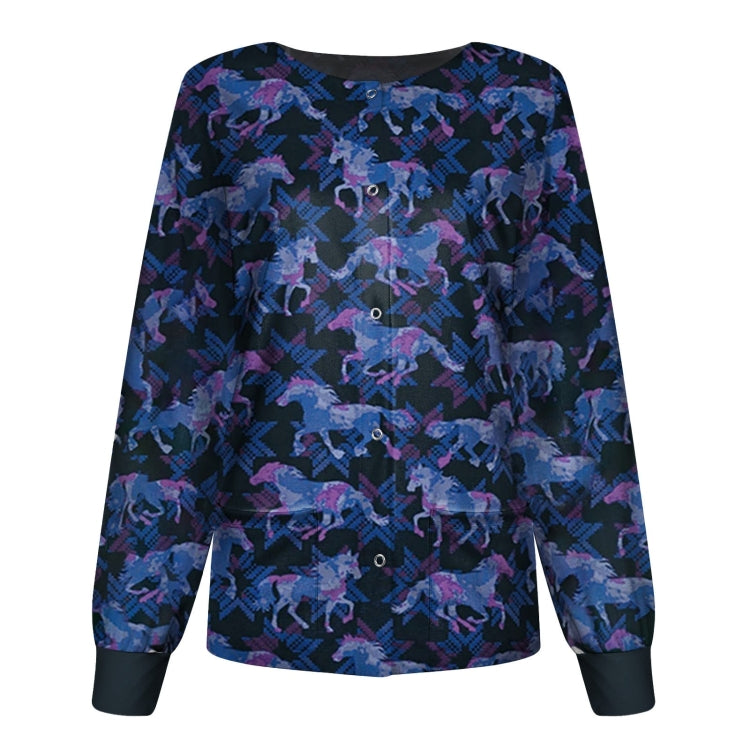 Round Neck Printed Nurse Clothes Long Sleeve Top