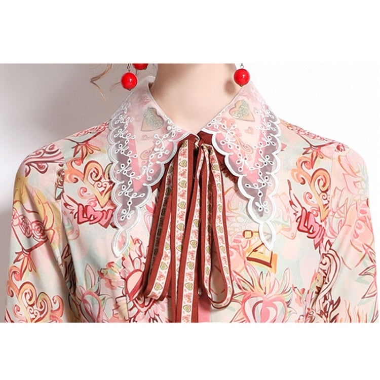 Early Spring Long-sleeved Lapel Printed Big Swing Dress