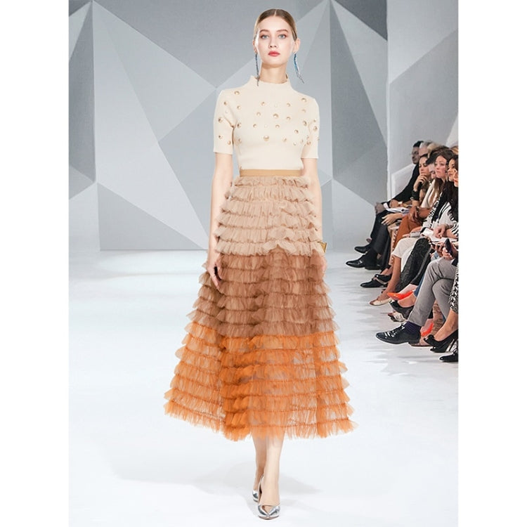 Autumn Beaded Small Sweater + French Style Retro Tiered Skirt Suit