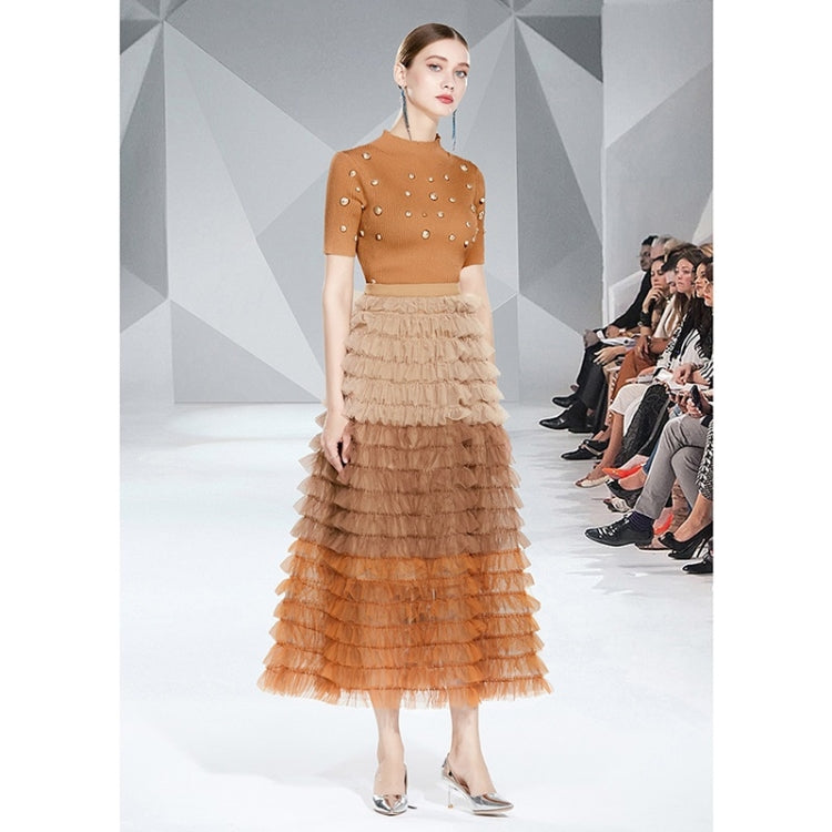 Autumn Beaded Small Sweater + French Style Retro Tiered Skirt Suit