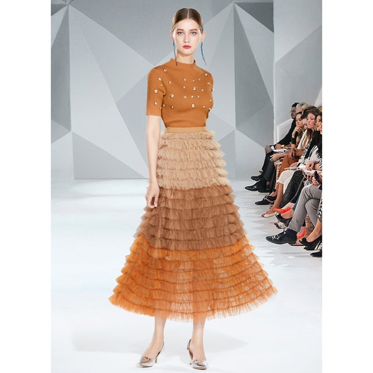 Autumn Beaded Small Sweater + French Style Retro Tiered Skirt Suit