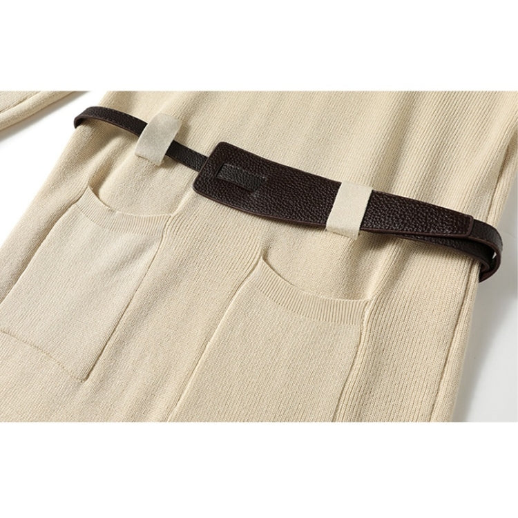 Autumn Winter Solid Color Knitted Sweater Dress with Belt