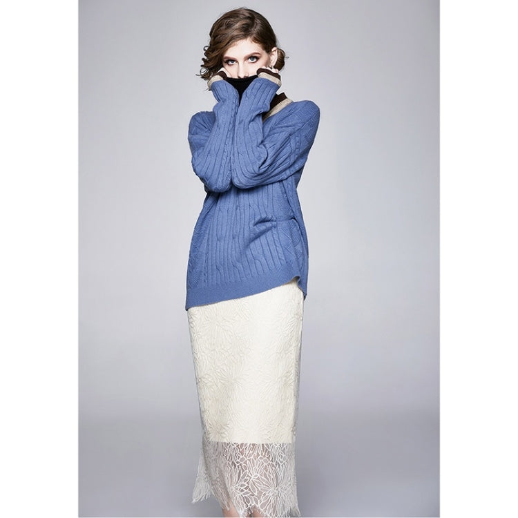 Autumn Winter Fake Two Loose Knitted Sweaters + Two-sided Wear Skirt Suit