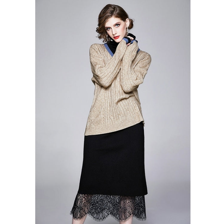 Autumn Winter Fake Two Loose Knitted Sweaters + Two-sided Wear Skirt Suit