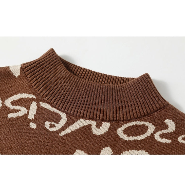 Autumn Winter Retro Alphabet Graffiti Knitted Sweater Dress (Color:Black Size:Free Size)