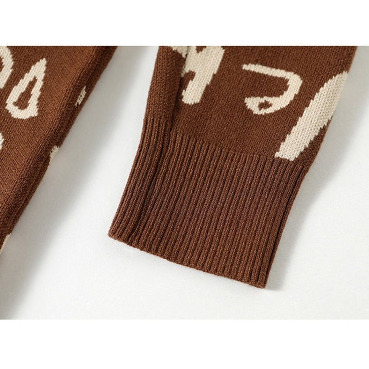 Autumn Winter Retro Alphabet Graffiti Knitted Sweater Dress (Color:Black Size:Free Size)