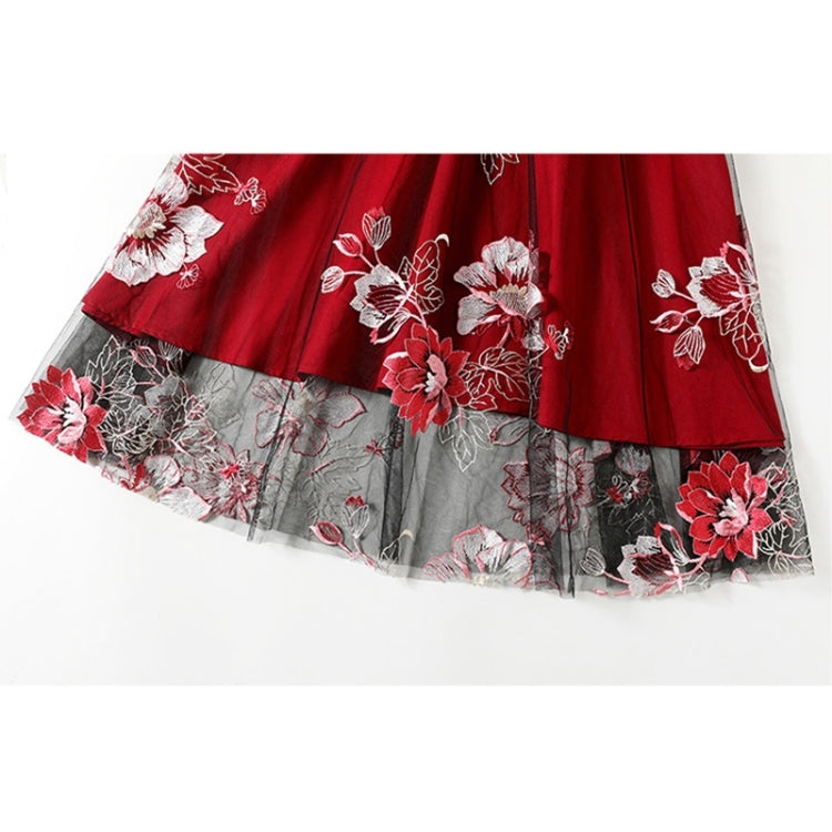 Autumn Winter Mesh Embroidery Long Dress