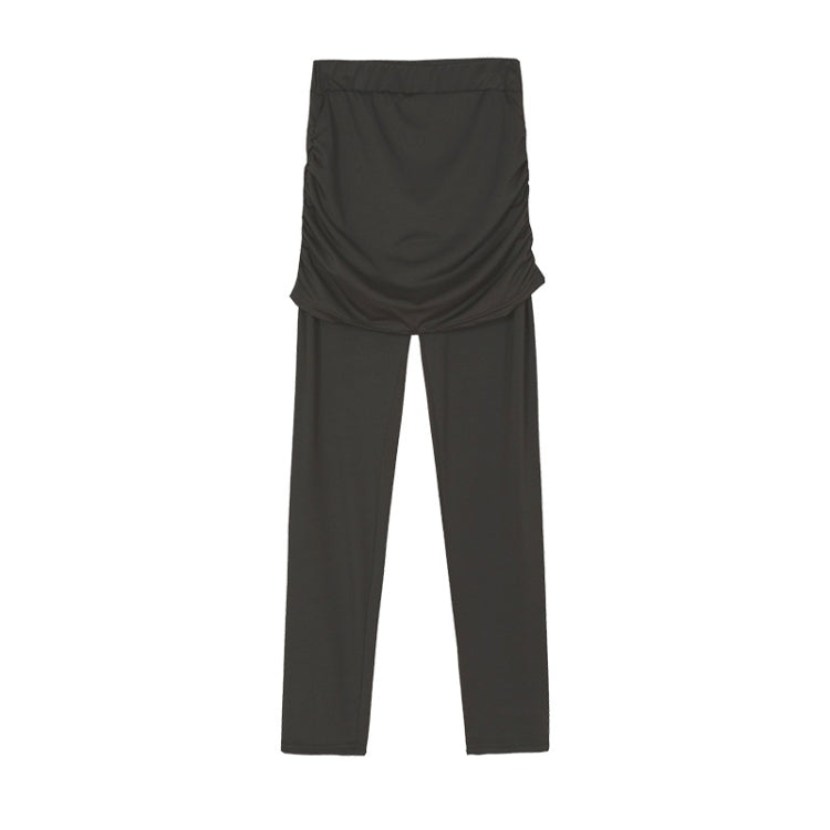 Women Wrapped Hip Side Pleated Skirt Fake Two-piece Leggings