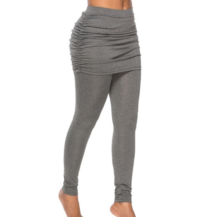 Women Wrapped Hip Side Pleated Skirt Fake Two-piece Leggings