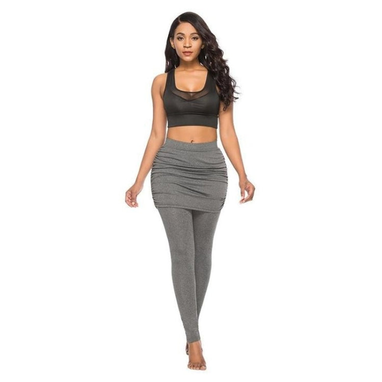 Women Wrapped Hip Side Pleated Skirt Fake Two-piece Leggings
