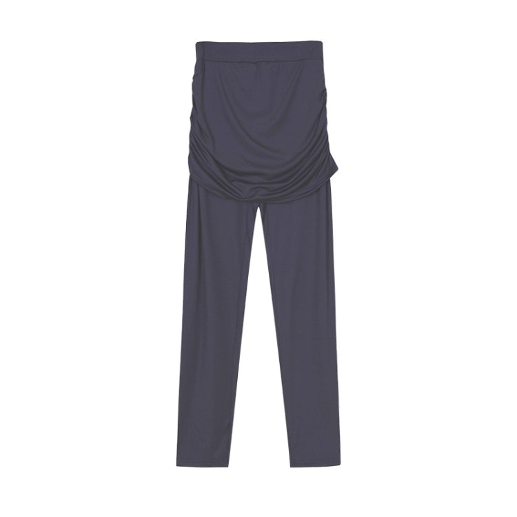 Women Wrapped Hip Side Pleated Skirt Fake Two-piece Leggings