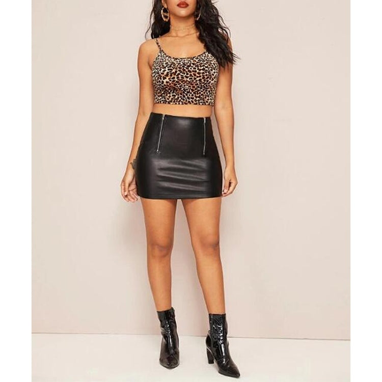 Skinny Sexy Zipper PU Leather Half Skirt