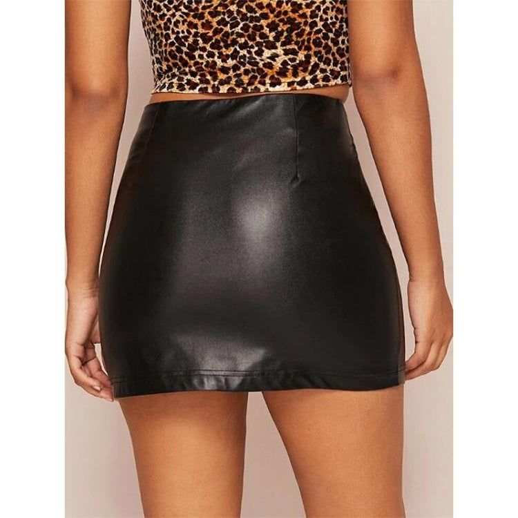 Skinny Sexy Zipper PU Leather Half Skirt