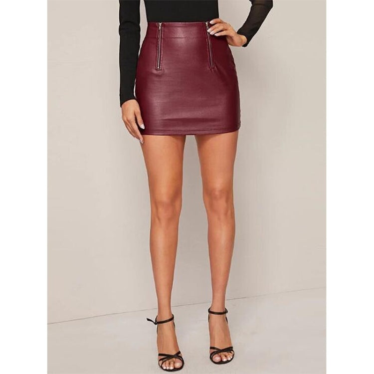 Skinny Sexy Zipper PU Leather Half Skirt