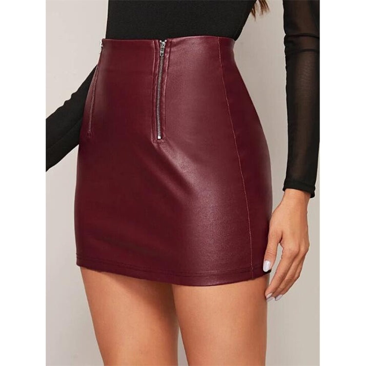 Skinny Sexy Zipper PU Leather Half Skirt