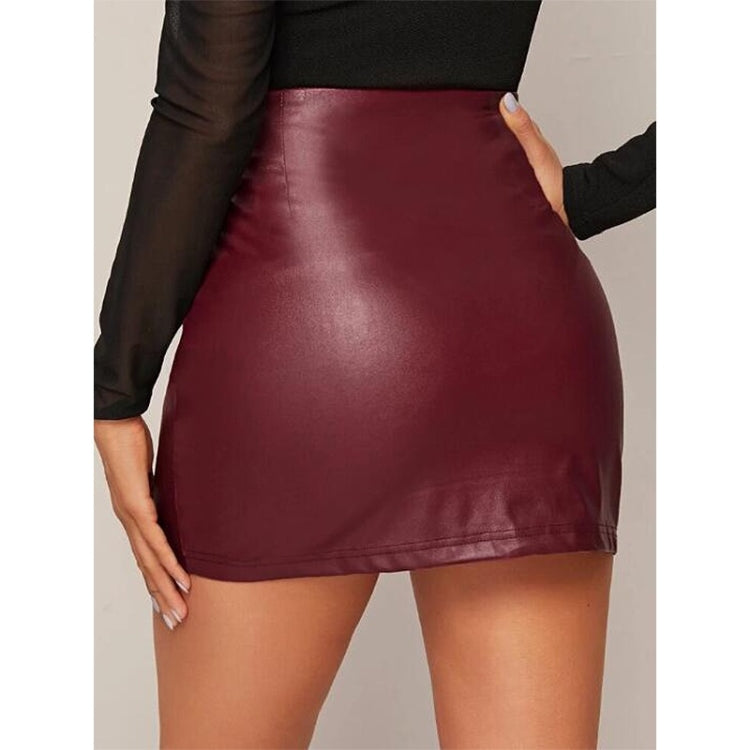 Skinny Sexy Zipper PU Leather Half Skirt