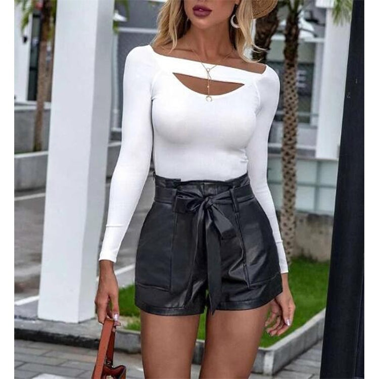 Thin Sexy Casual PU Leather Shorts