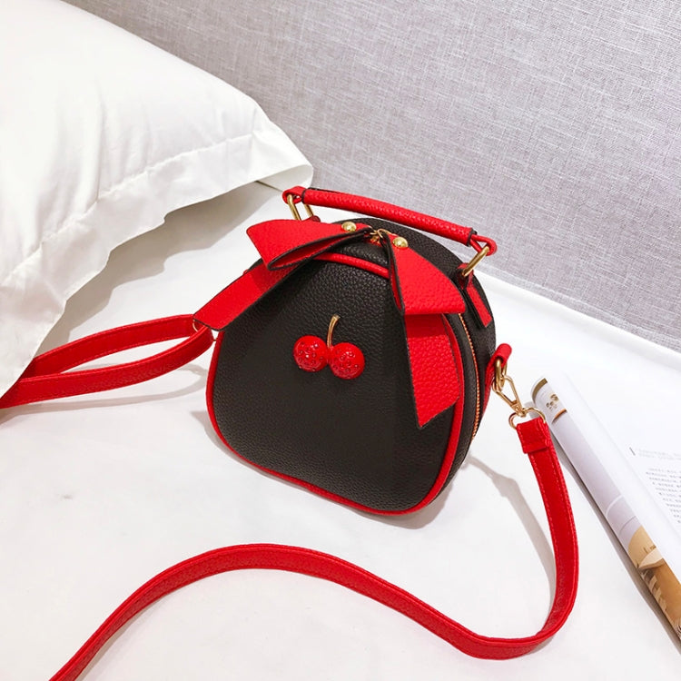 Cute Cherry Bow Small Round Handbag Lady Crossbody Single Shoulder Bag