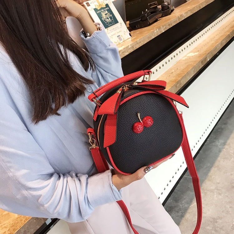 Cute Cherry Bow Small Round Handbag Lady Crossbody Single Shoulder Bag