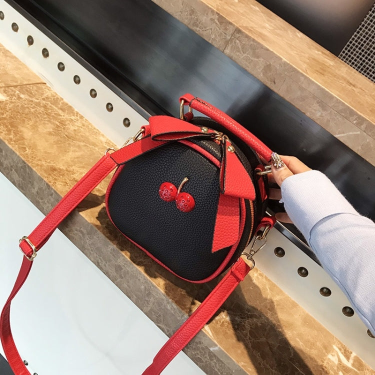 Cute Cherry Bow Small Round Handbag Lady Crossbody Single Shoulder Bag
