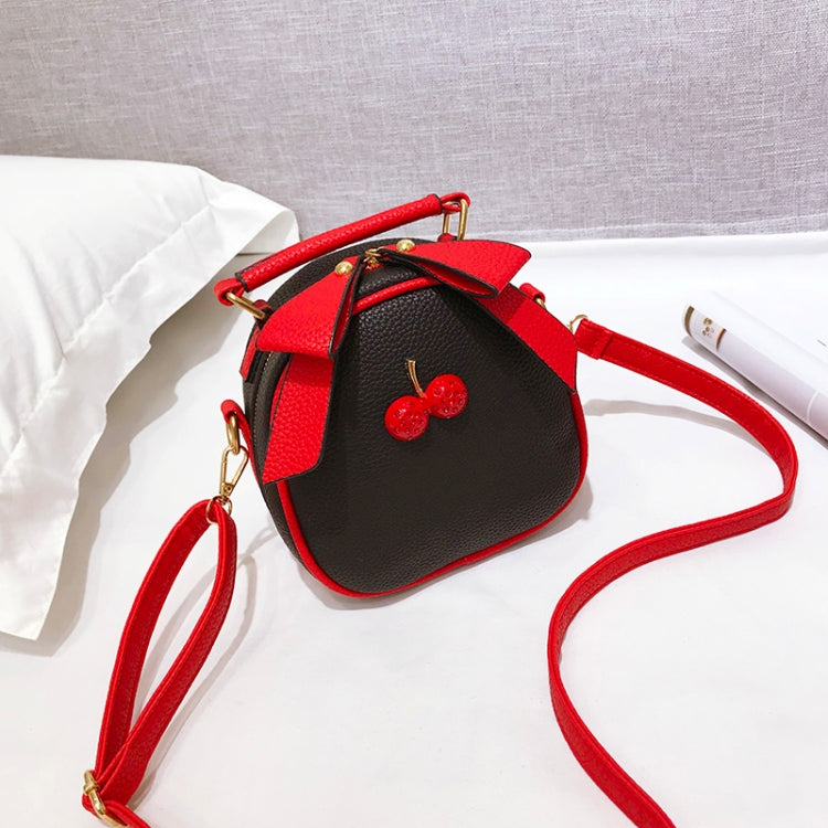 Cute Cherry Bow Small Round Handbag Lady Crossbody Single Shoulder Bag