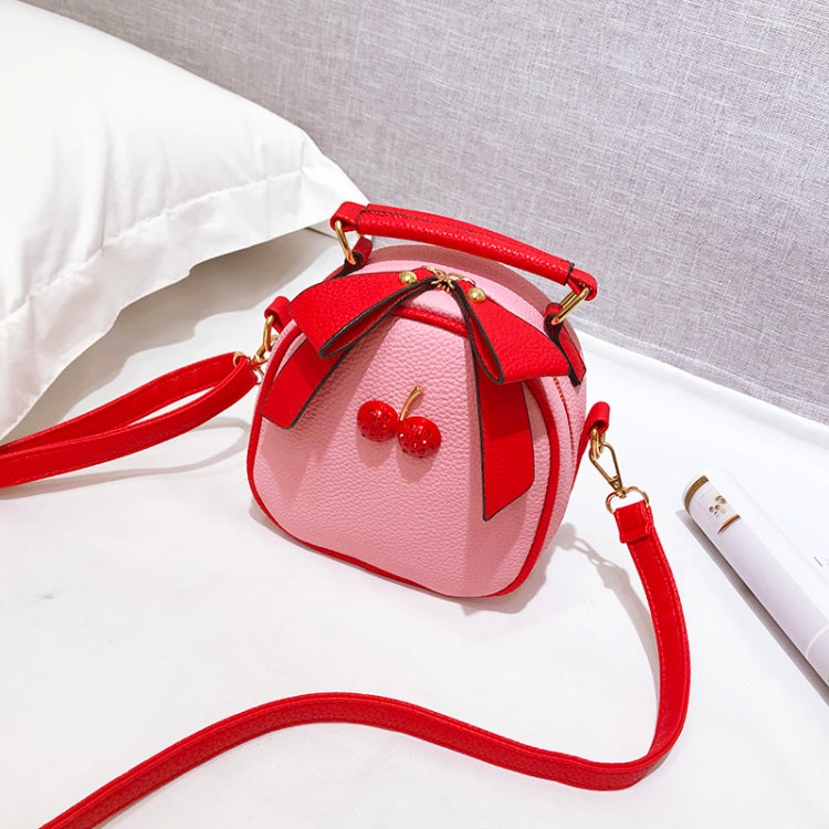 Cute Cherry Bow Small Round Handbag Lady Crossbody Single Shoulder Bag