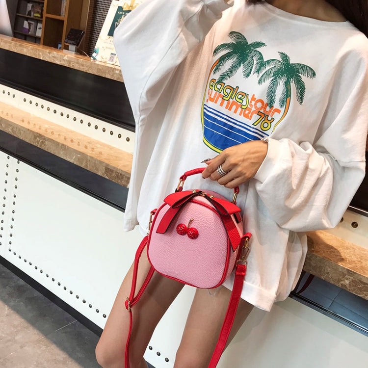 Cute Cherry Bow Small Round Handbag Lady Crossbody Single Shoulder Bag