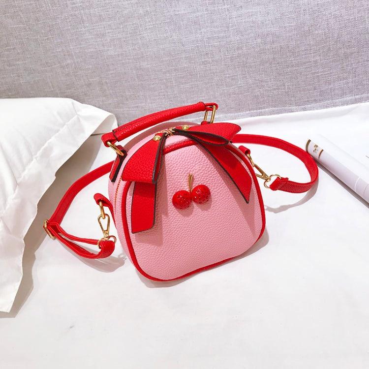 Cute Cherry Bow Small Round Handbag Lady Crossbody Single Shoulder Bag