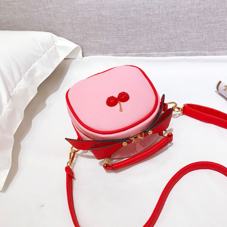 Cute Cherry Bow Small Round Handbag Lady Crossbody Single Shoulder Bag