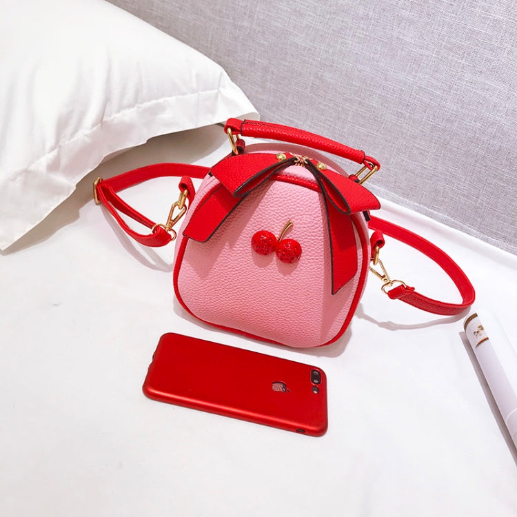 Cute Cherry Bow Small Round Handbag Lady Crossbody Single Shoulder Bag