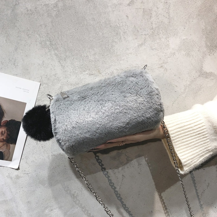 Plush Small Round Bucket Single Shoulder Bag Female Diagonal Bag