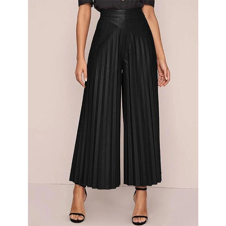 Loose Pants PU Leather Culottes For Ladies