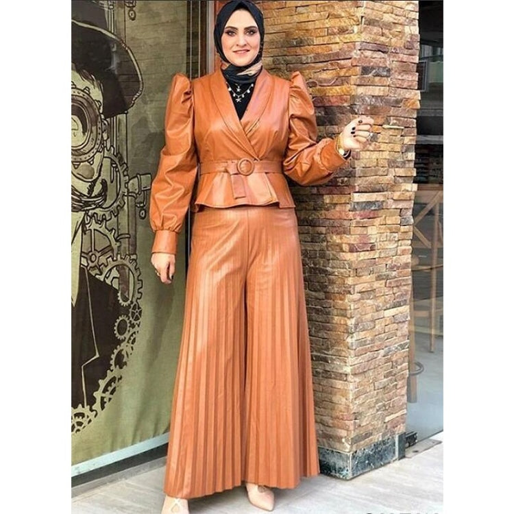 Loose Pants PU Leather Culottes For Ladies