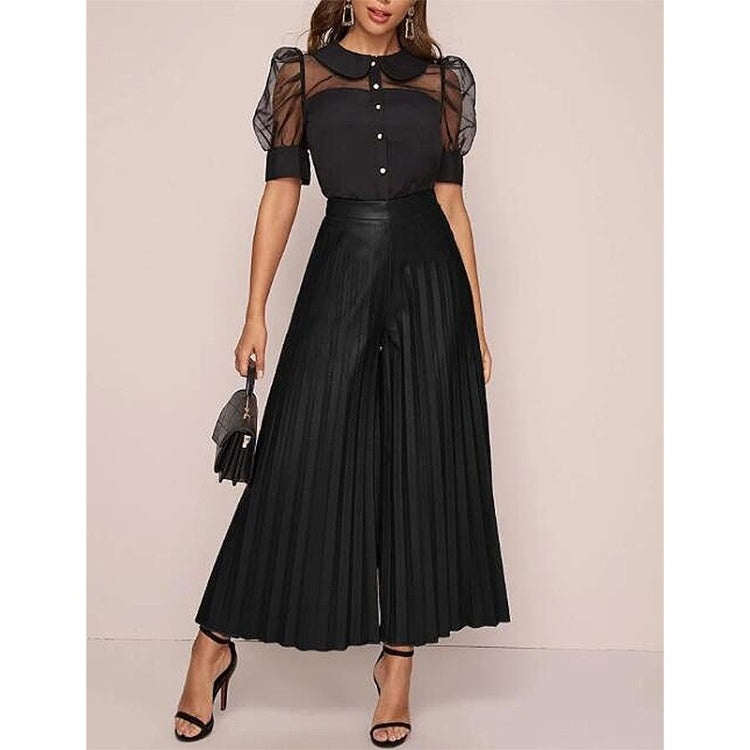 Loose Pants PU Leather Culottes For Ladies