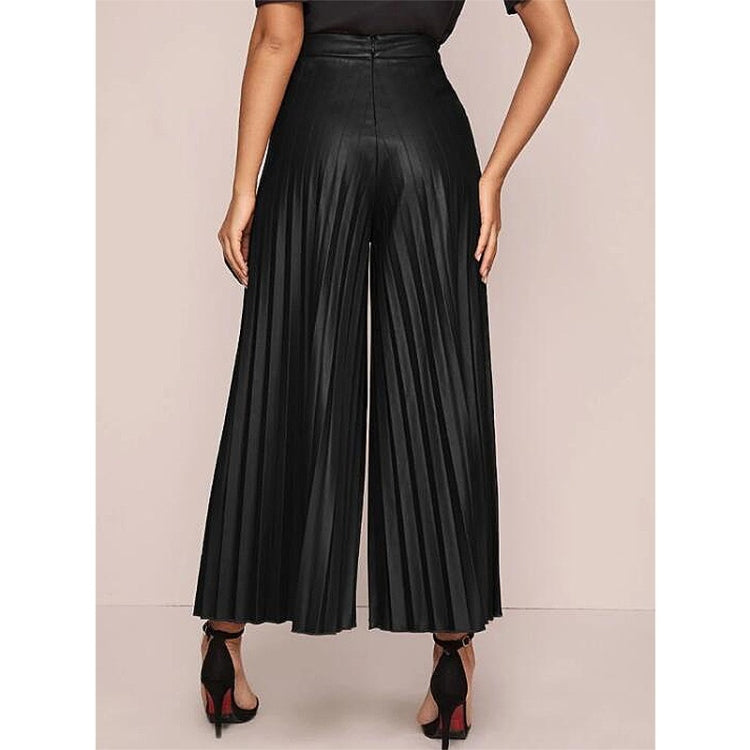 Loose Pants PU Leather Culottes For Ladies