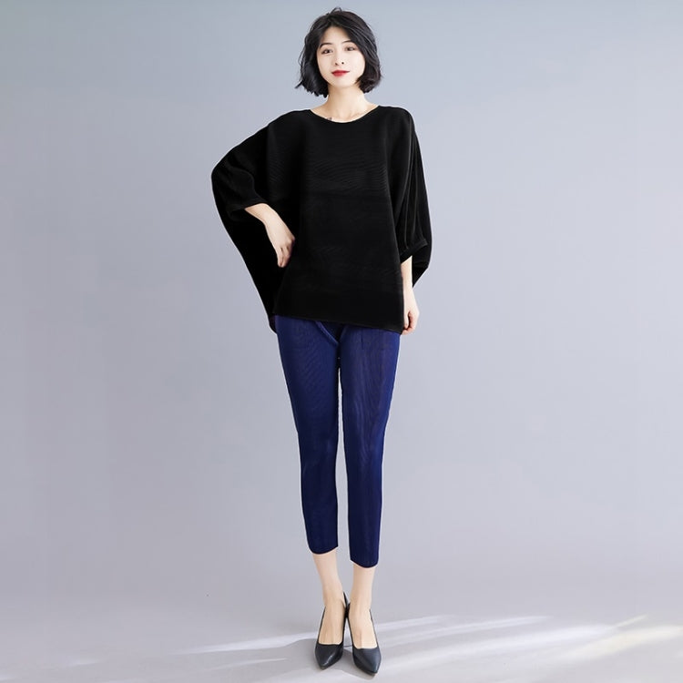 Pleated Bat Sleeve Top Loose Pleated T-shirt