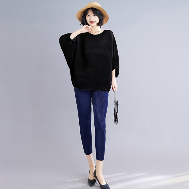 Pleated Bat Sleeve Top Loose Pleated T-shirt