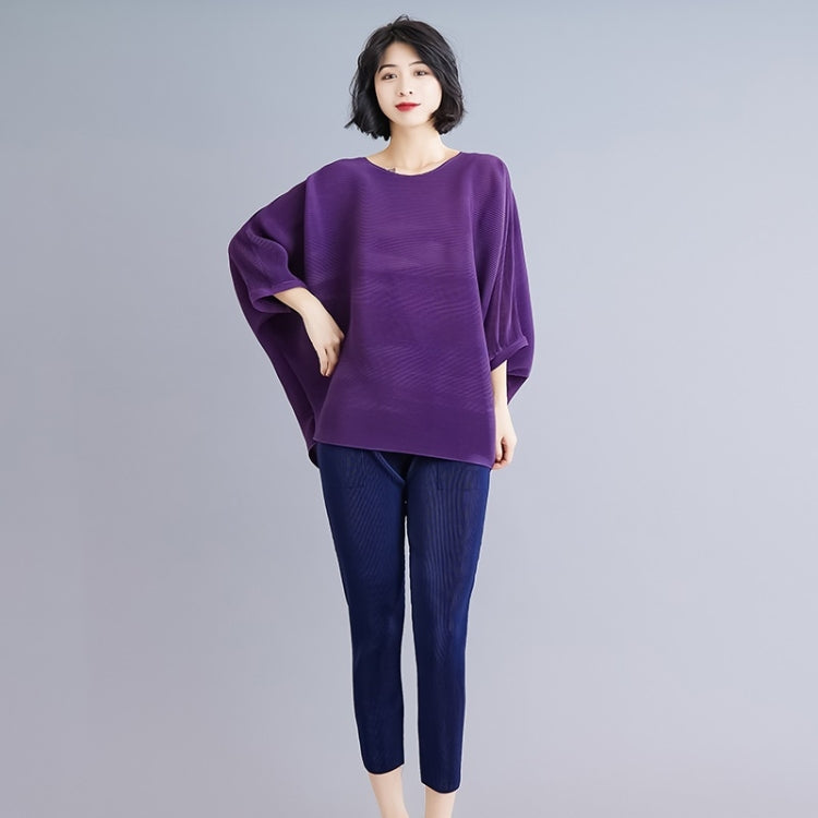 Pleated Bat Sleeve Top Loose Pleated T-shirt