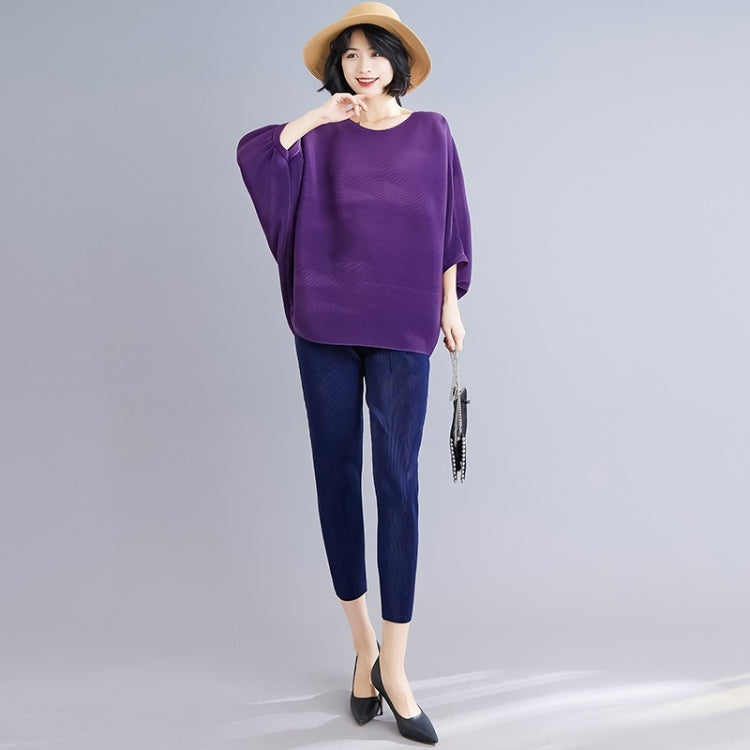Pleated Bat Sleeve Top Loose Pleated T-shirt